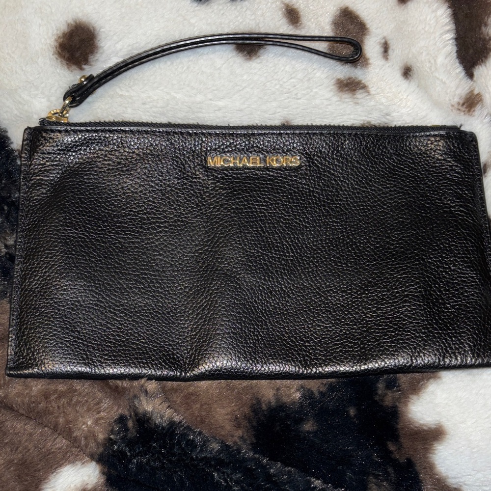Michael Kors Black Pebbled Leather Clutch